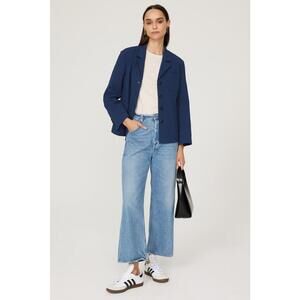 DUNST Blue Summer Seersucker Jacket Size M with discoloration